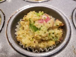 single quinoa bite in cupcake liner