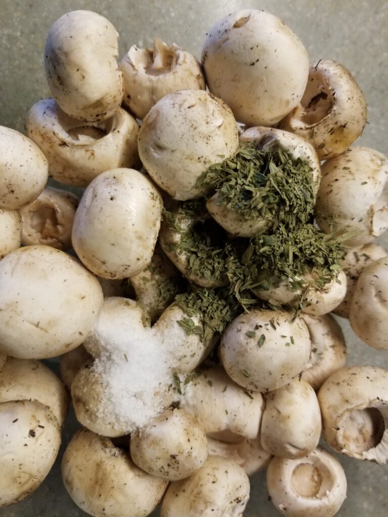 the beginning of marinated mushrooms