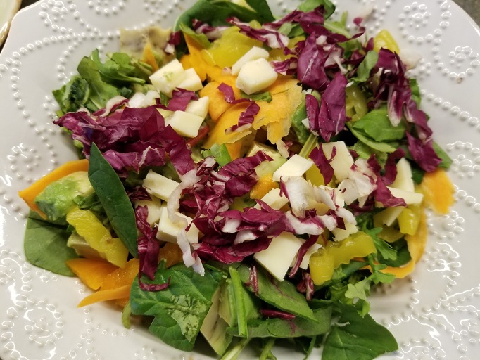 gorgeous salad served with Caper Vinaigrette