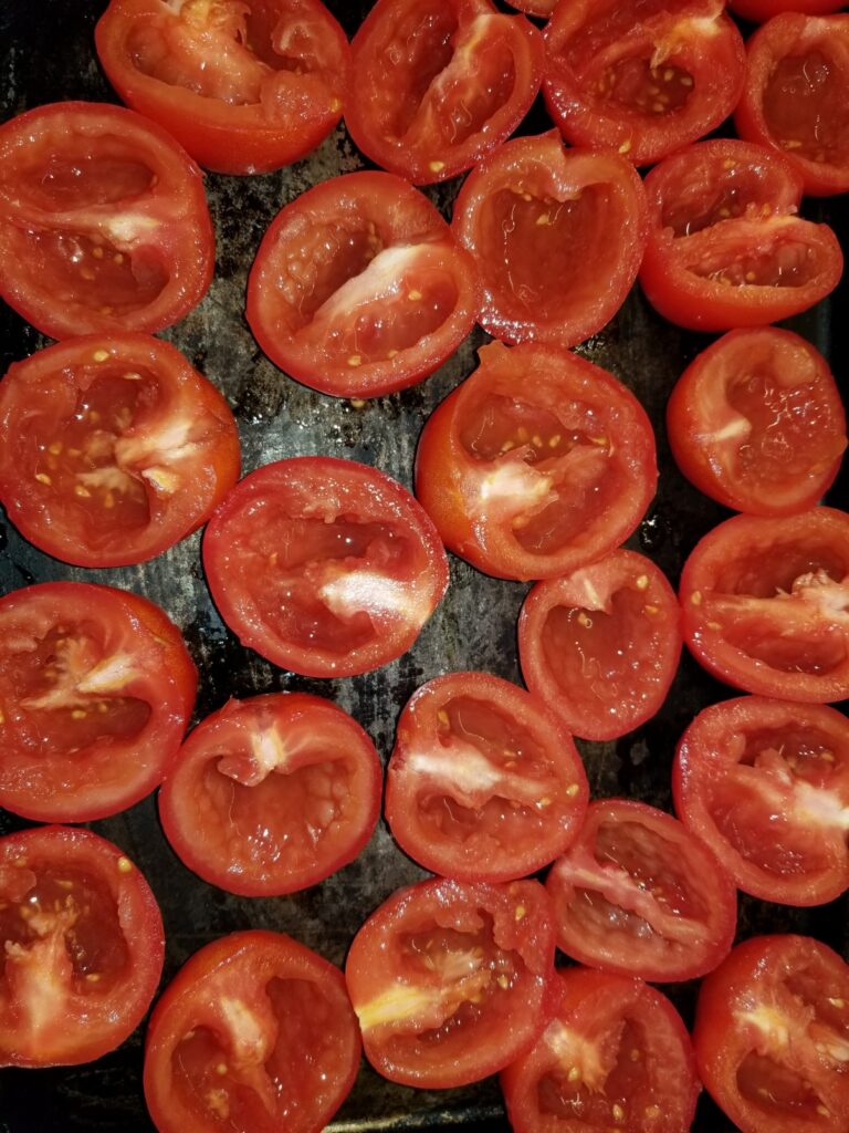 Tomatoes ready for roasting