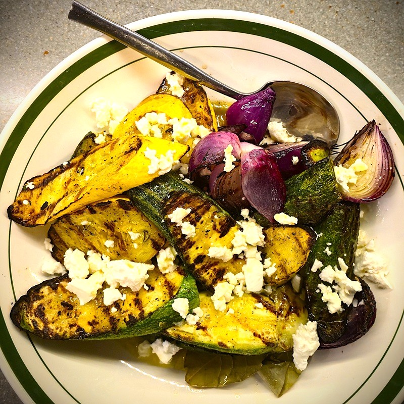 Charred Zucchini and Red Onions with Feta