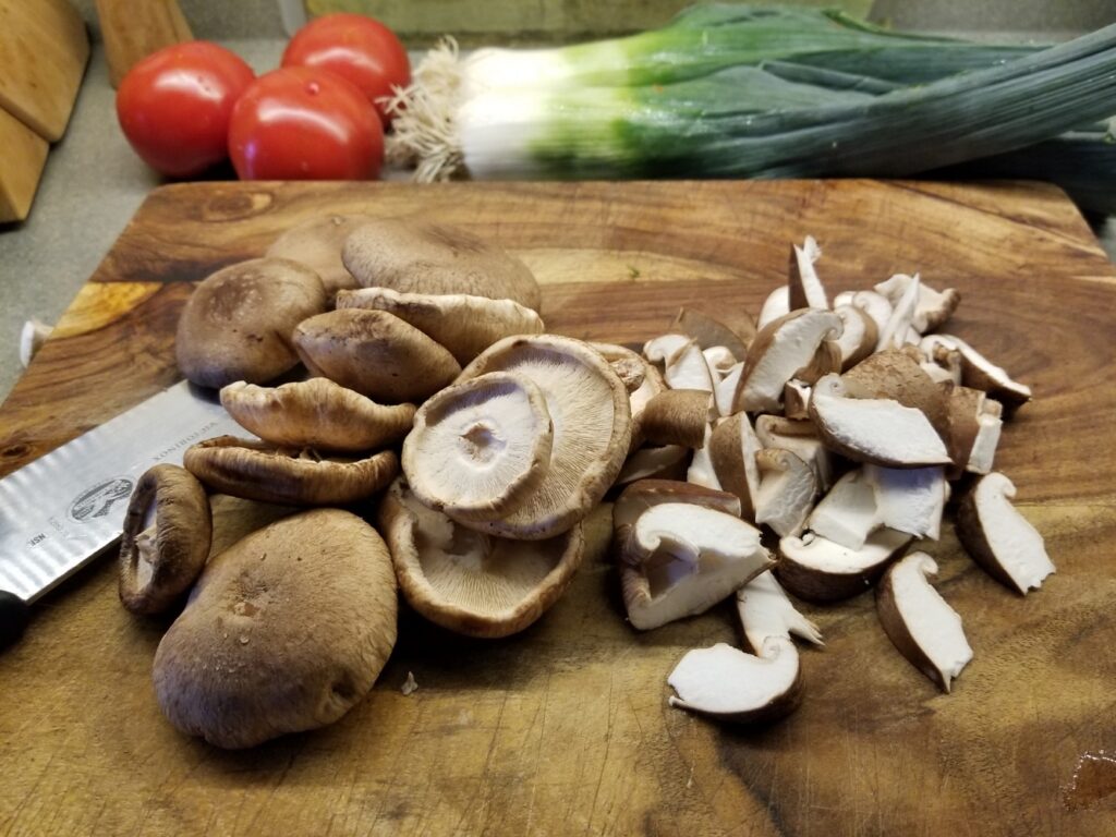 shiitakes for the tomato, shiitake, and leek pie