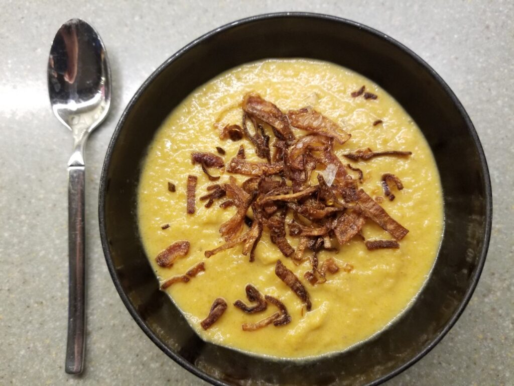 Carrot Bisque with crispy shallots