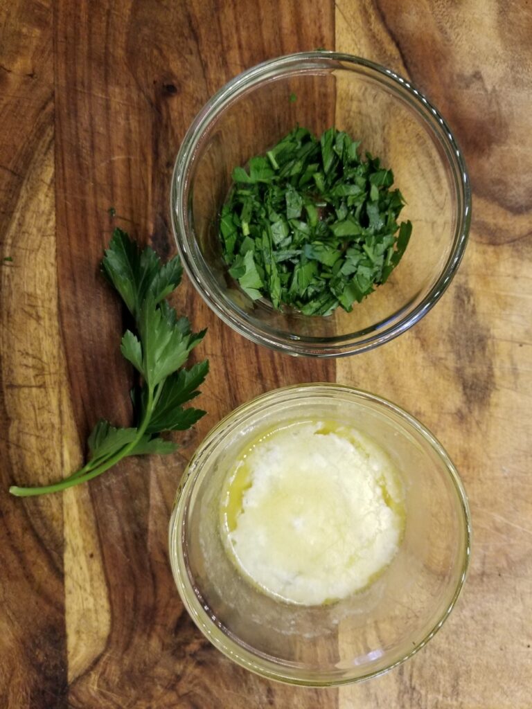 parsley and butter for the Smashed Baby Potatoes