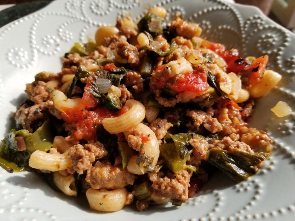 Skillet Macaroni (with ramps)