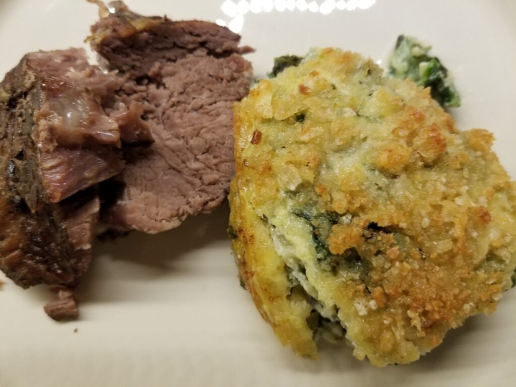 puffed up greens with roasted beef