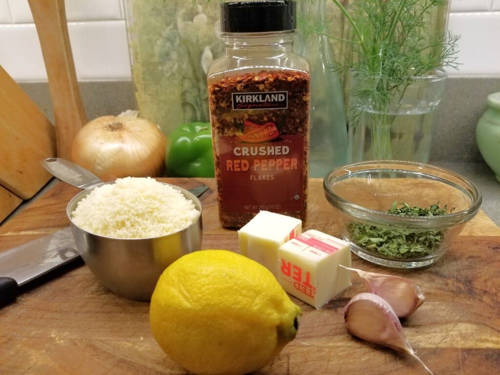 ingredients for lemon arugula pasta