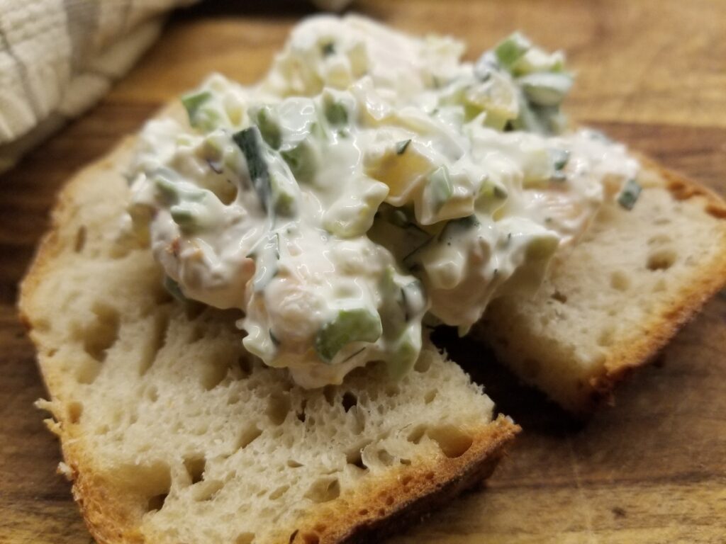 shrimp salad on sourdough