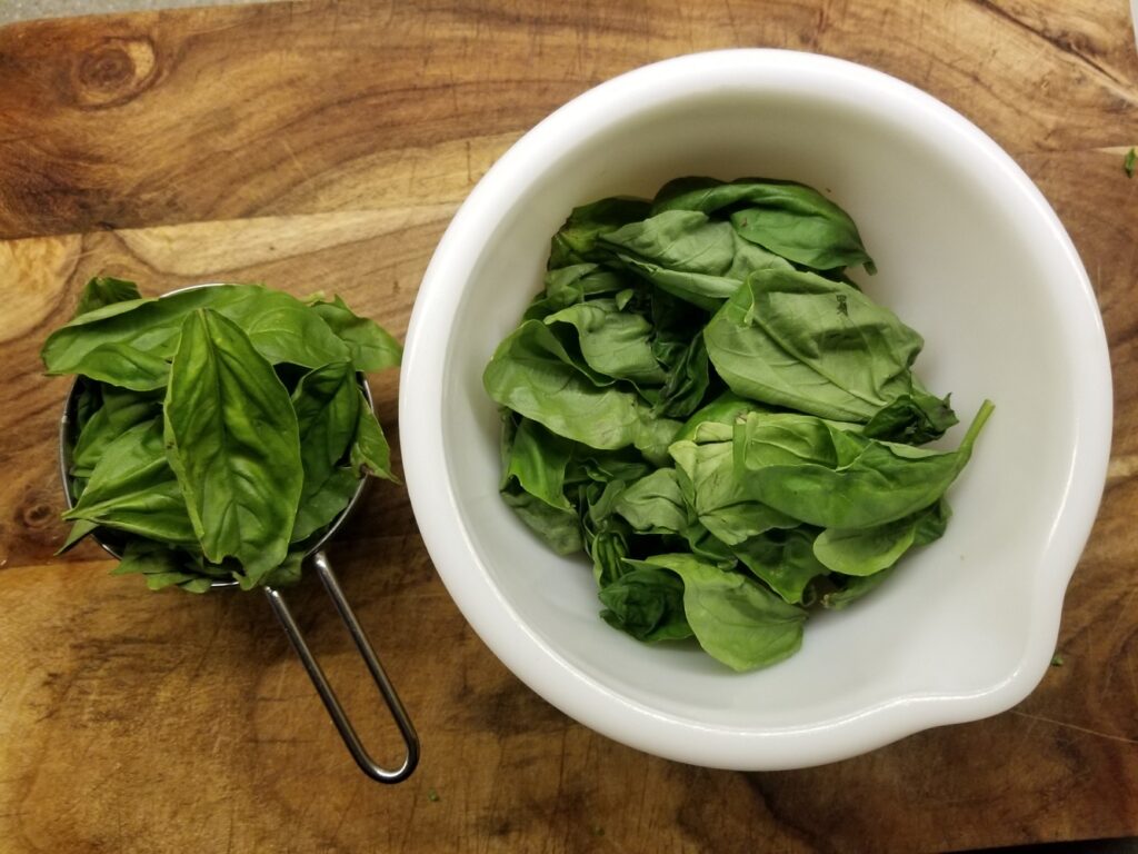 2 cups of packed basil leaves