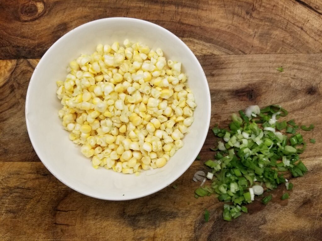 collards and corn for pakoras