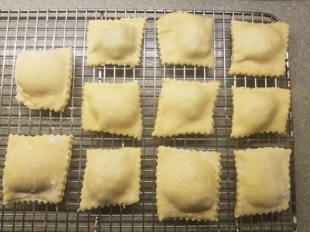 Mushroom Ravioli drying