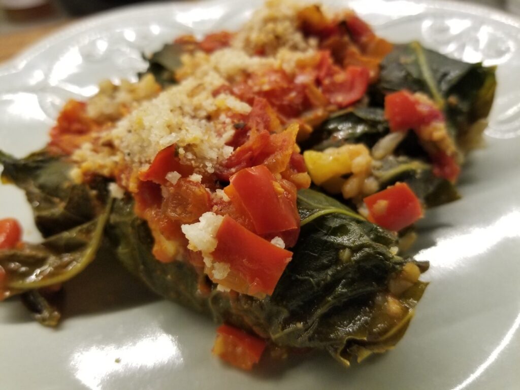 Stuffed collard greens - close-up