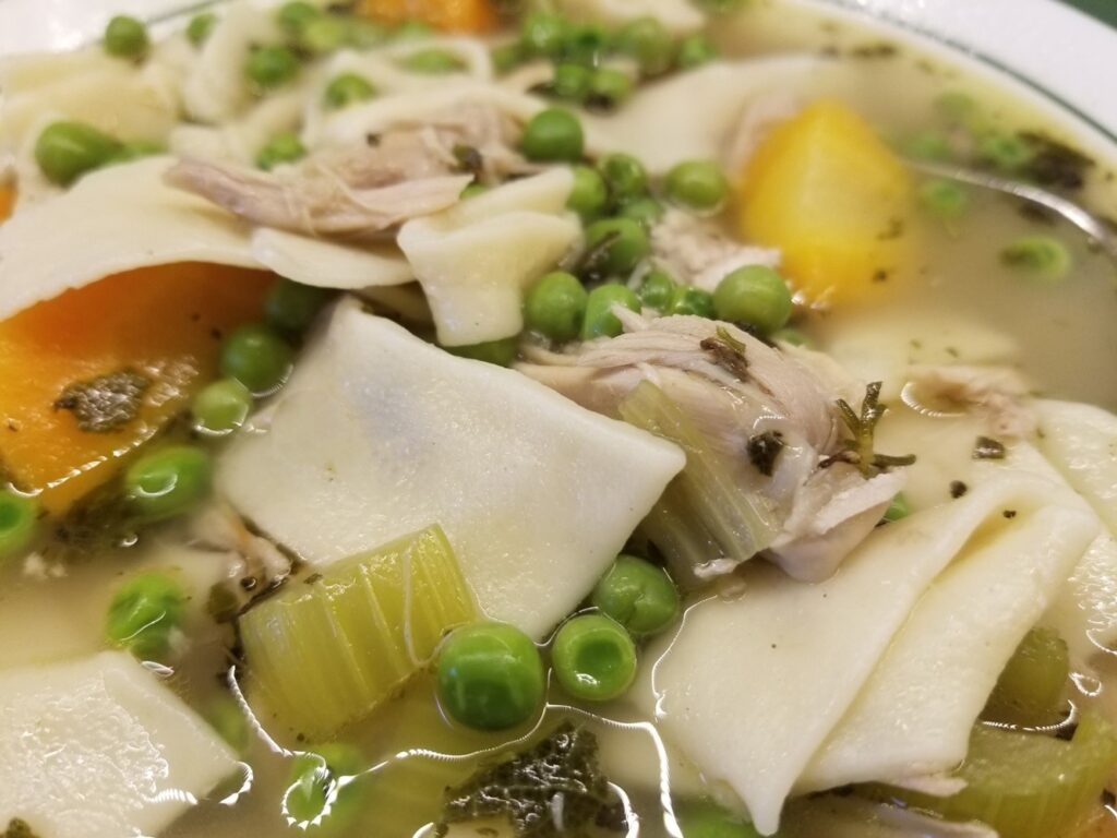 Turkey Soup with Pappardelle close-up