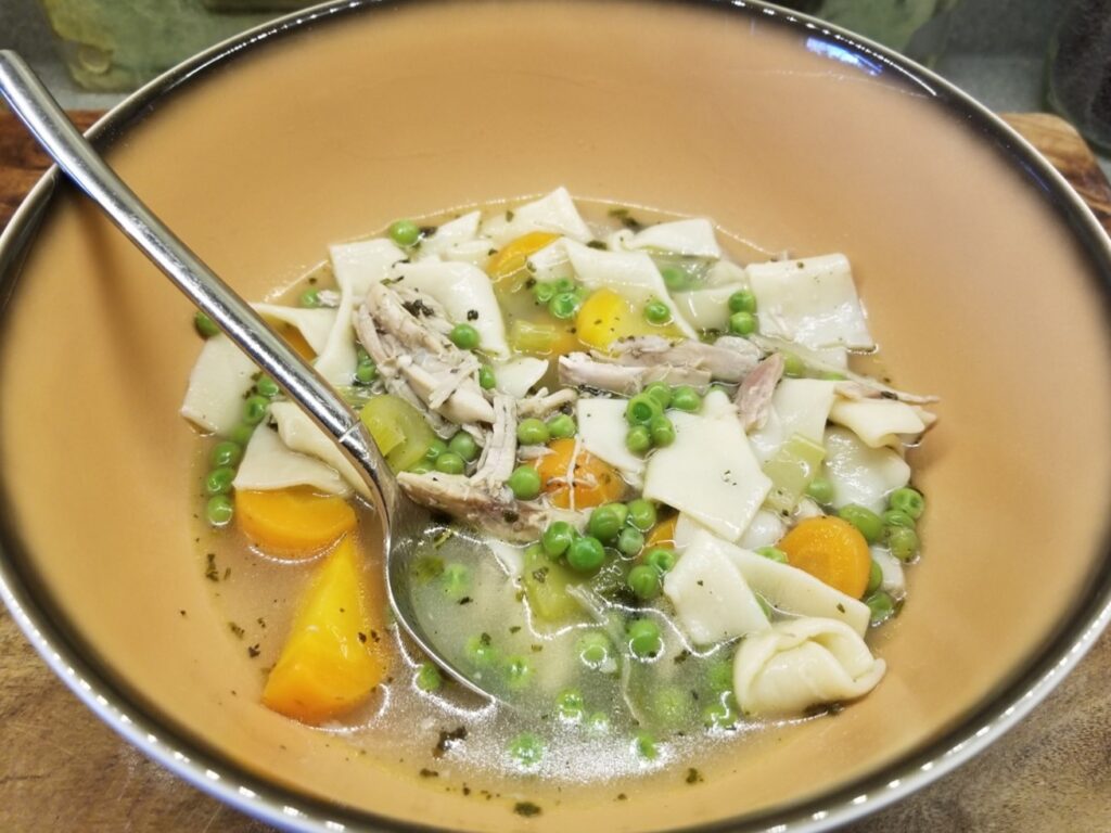 bowl of Turkey Soup with Pappardelle