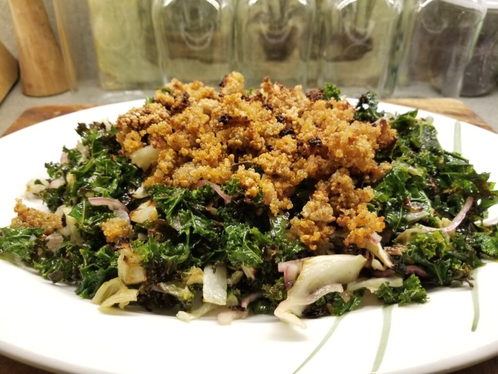 So good - Roasted Kale with Crispy Quinoa