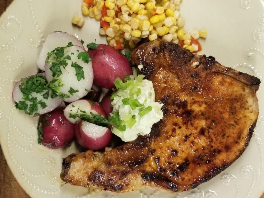 Brined and Blackened Pork Chops