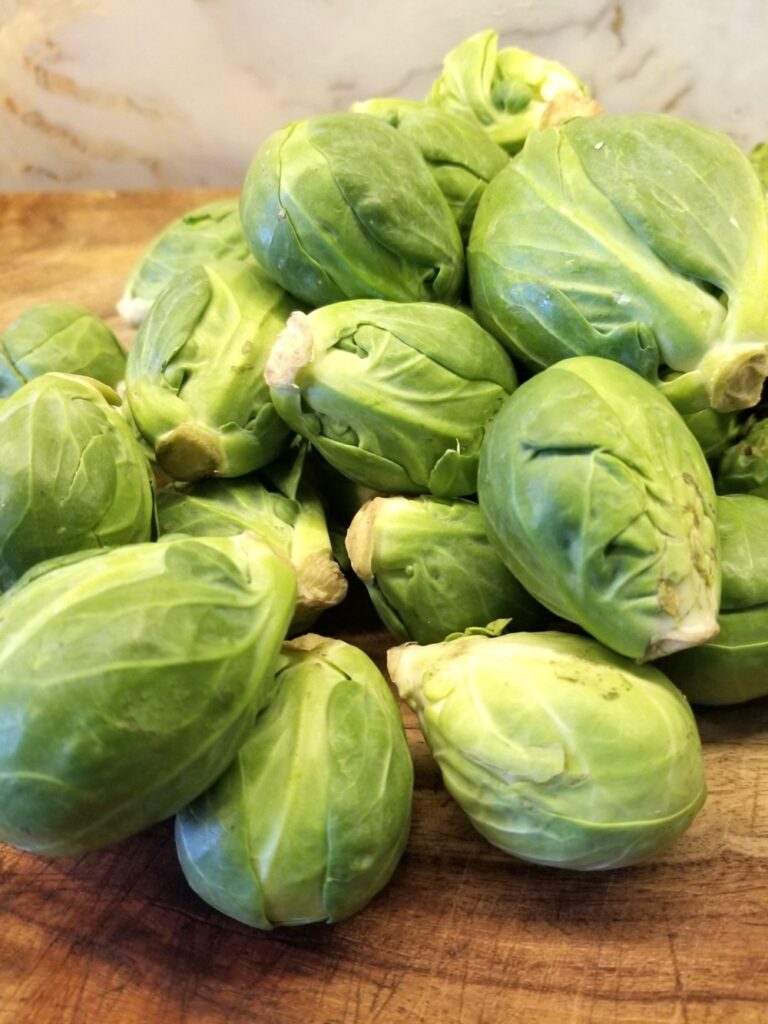 Raw Brussels sprouts for Shaved Brussels Sprouts with Pecorino