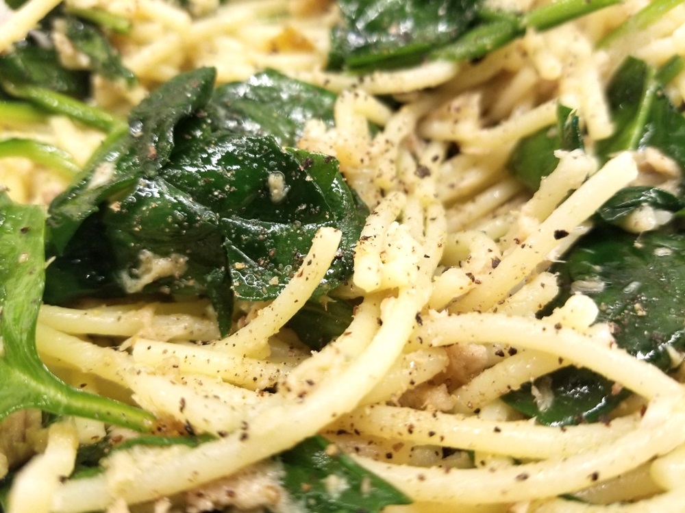 close-up of Rocco's Tuna Aglio e Olio