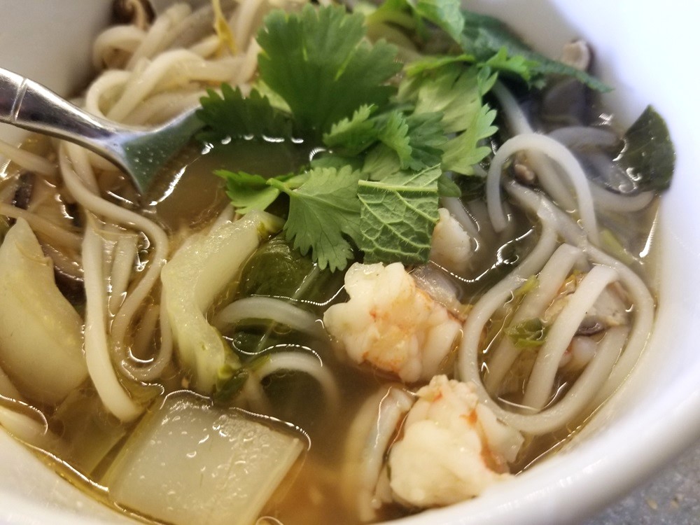 Brothy Soup with Shrimp and Bok Choi