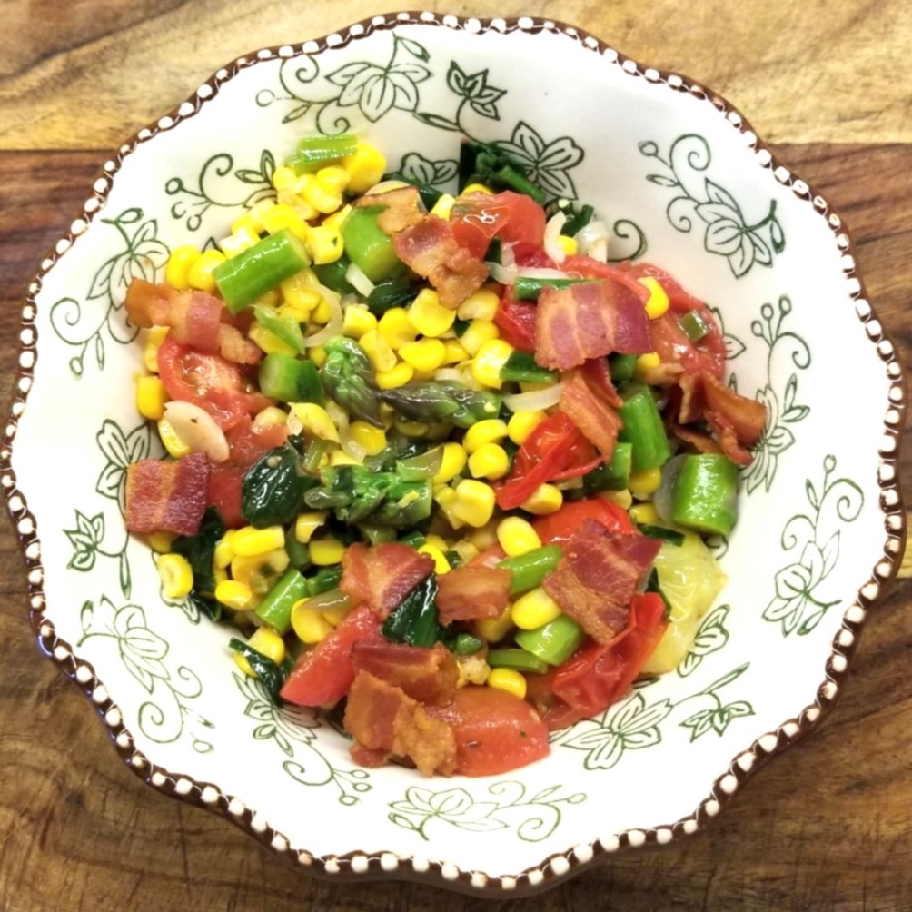 Bacon and Corn Sauté with Ramps