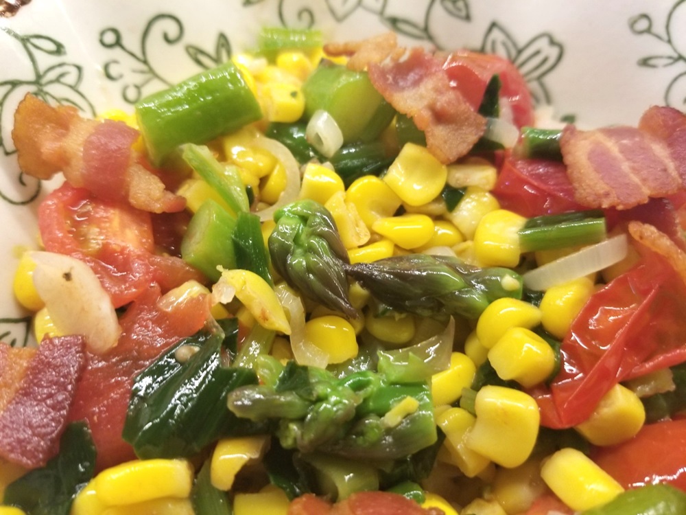 Bacon and Corn Sautee with Ramps