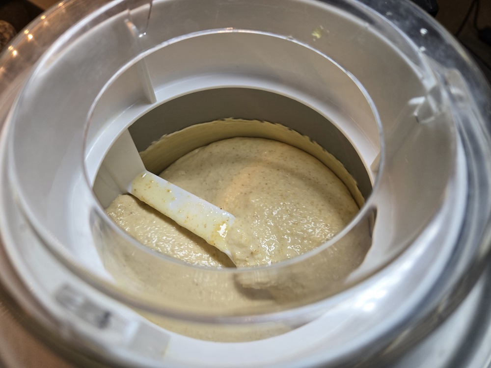 churning Apricot Ice Cream