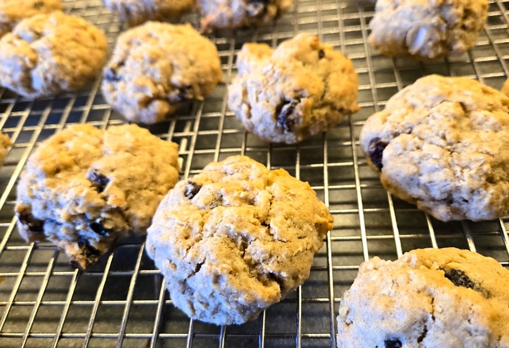 Gluten-free Oatmeal Raisin Cookies just out of the oven