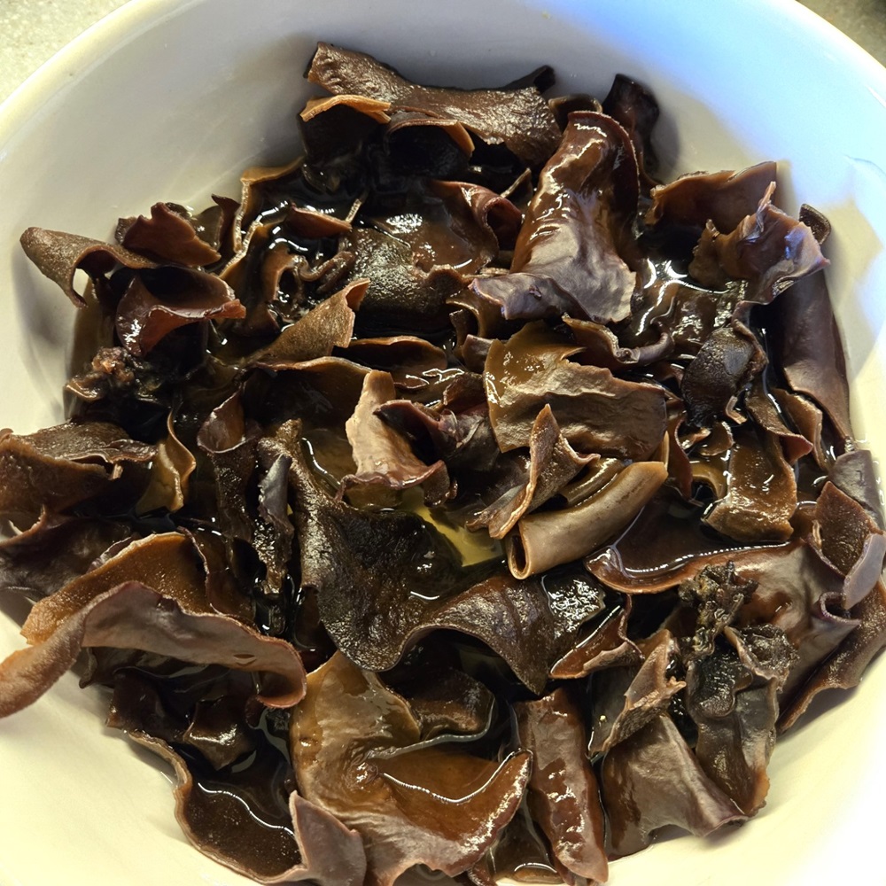 fully hydrated wood ear mushrooms for Chicken and Celery Stir-Fry