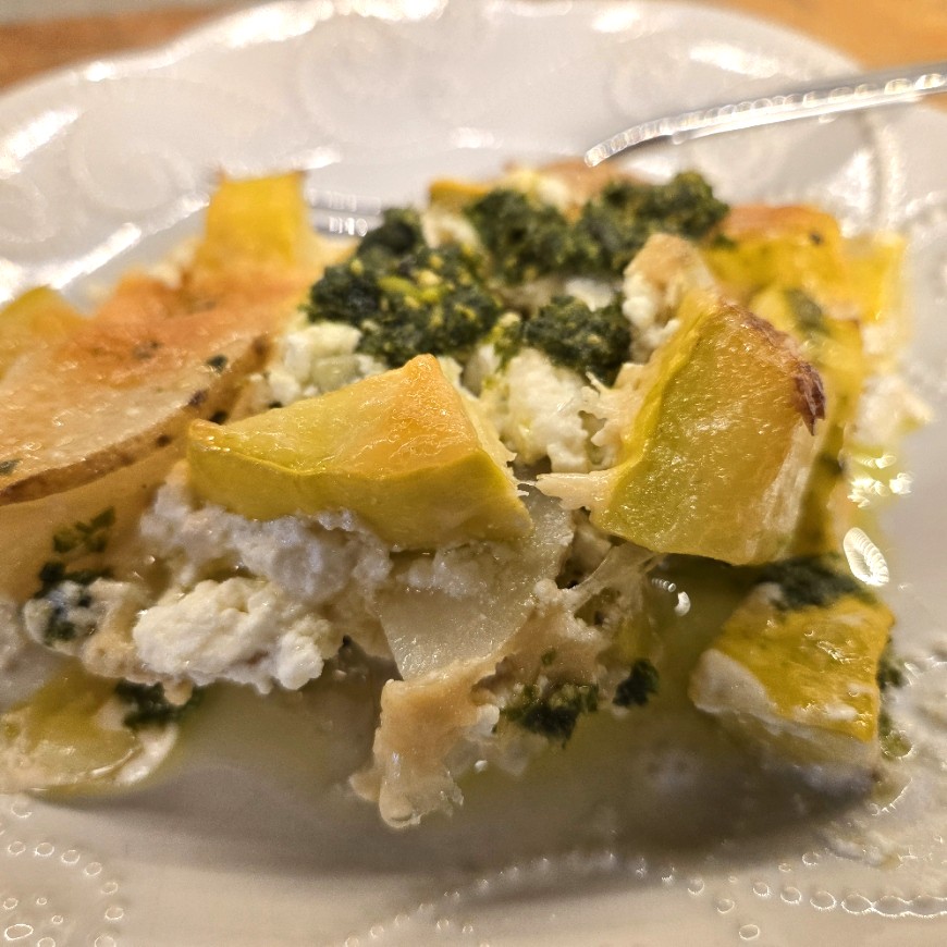 Potato, Squash, & Goat Cheese Gratin